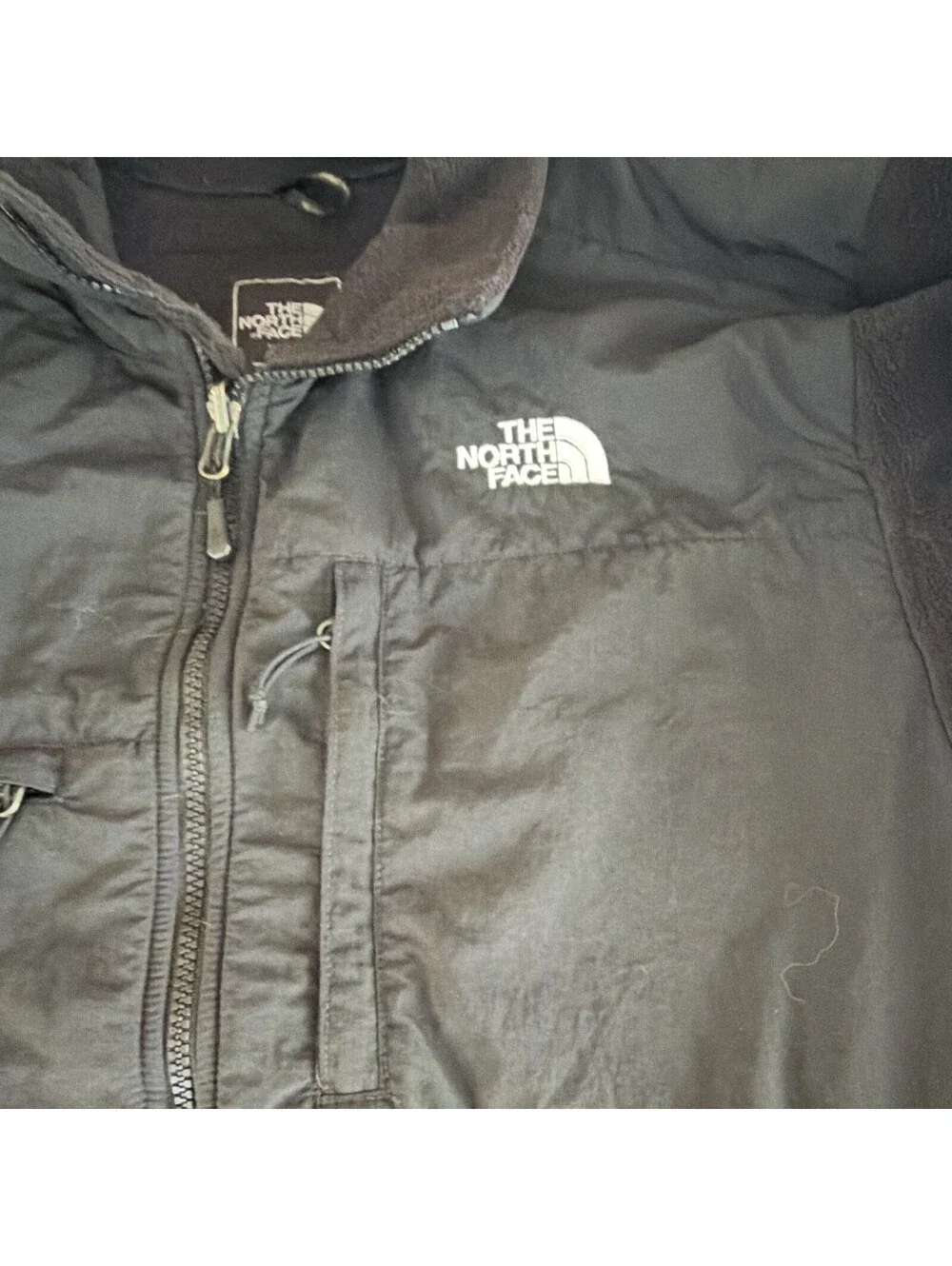 The North Face Men’s Black Solid Full Zip Denali Jacket Pockets Stand-Up Size L
